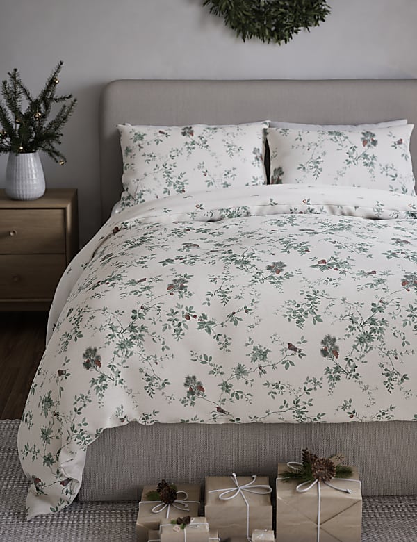 Parure de lit en coton peigné à motif forêt - CA