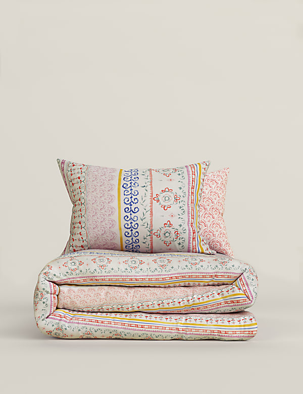 Cotton Blend Horizontal Stripe Bedding Set