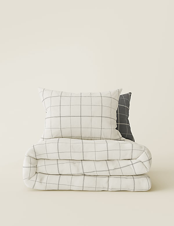 Cotton Blend Checked Bedding Set - TW