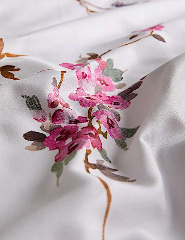 Juego de sábanas 100 % algodón satinado con estampado de flores de cerezo - US