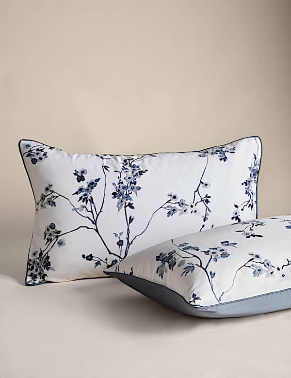 Parure de lit en satin 100 % coton à motif fleur de cerisier - LU