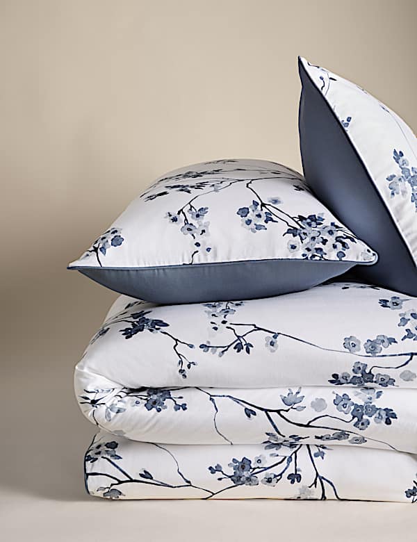 Parure de lit en satin 100 % coton à motif fleur de cerisier - LU