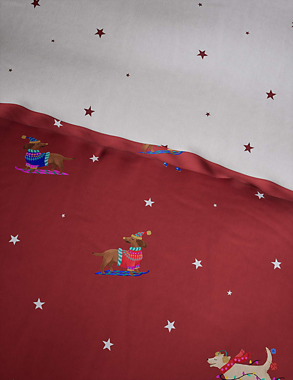 Juego de sábanas navideño con diseño de perros salchicha en mezcla de algodón - US