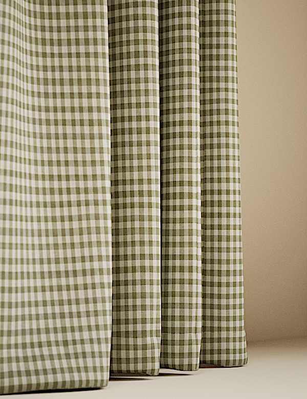 Pure Cotton Gingham Semi-Sheer Multiway Curtains - LU