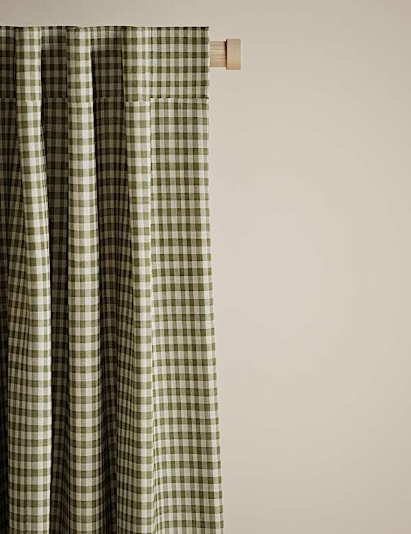 Pure Cotton Gingham Semi-Sheer Multiway Curtains - LU