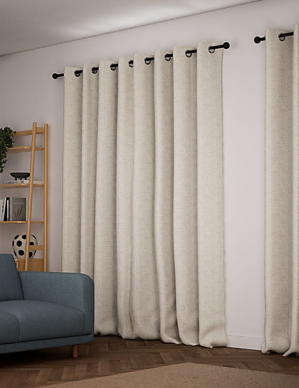Jacquard Striped Eyelet Curtains - MV
