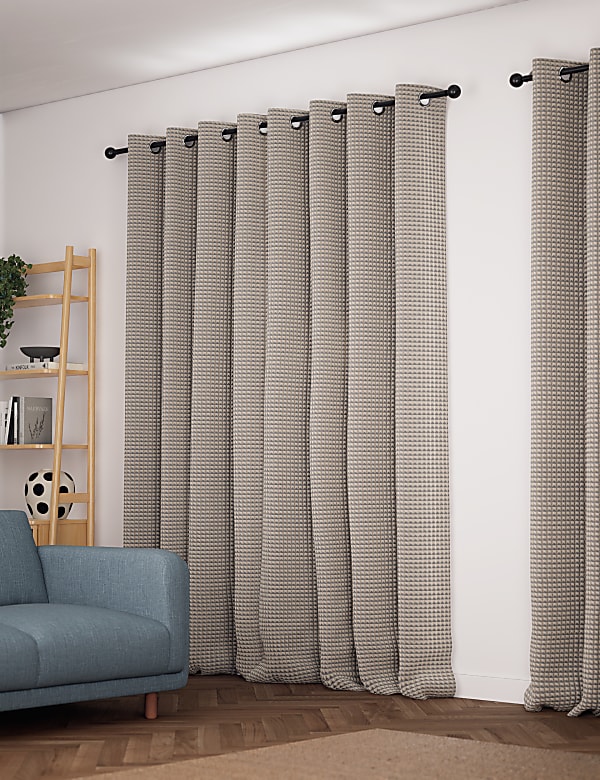Velvet Geometric Eyelet Curtains - US