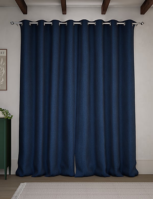 Velvet Ribbed Eyelet Blackout Curtains - KR