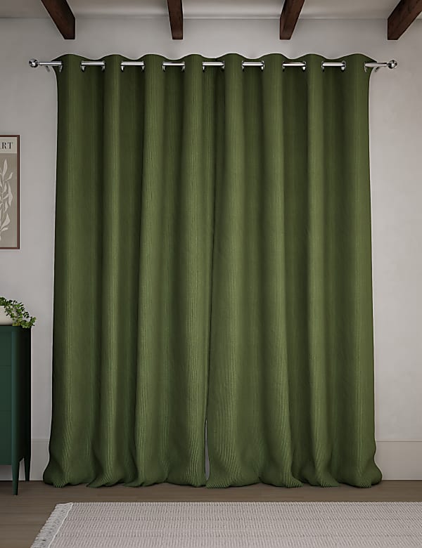 Velvet Ribbed Eyelet Blackout Curtains - CY