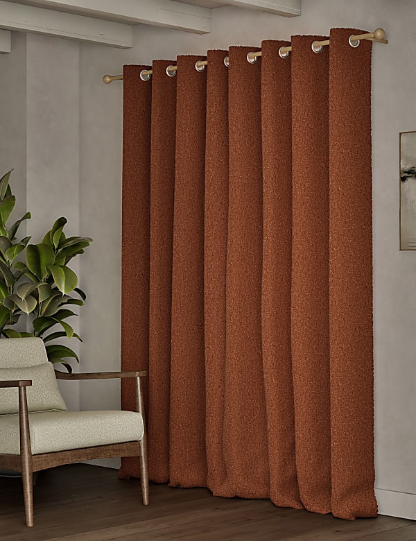 Rideaux en tissu boucl&eacute; &agrave; &oelig;illets - FR