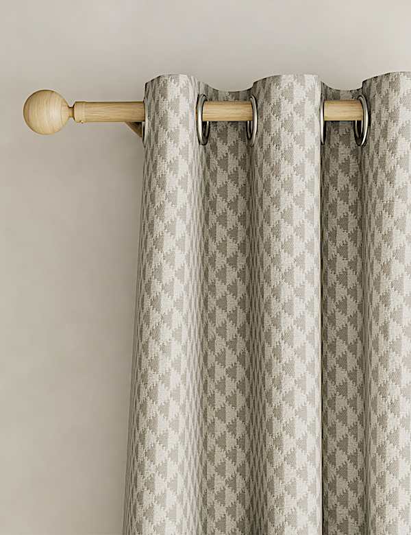 Cotton Blend Geometric Eyelet Curtains - VN