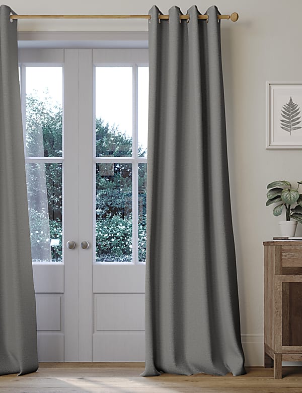 Brushed Eyelet Blackout Thermal Curtains - GR