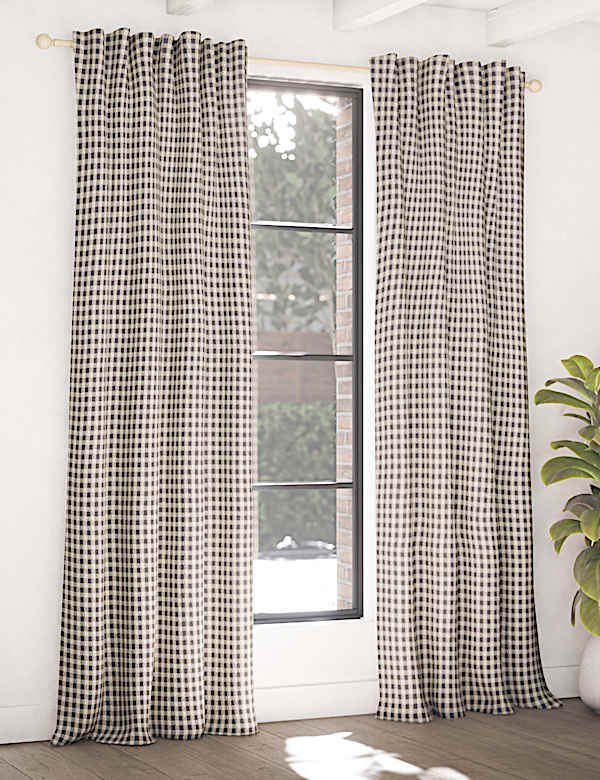 וילונות האפלה משובצים מבד שניל עם מגוון אפשרויות תלייה - IL