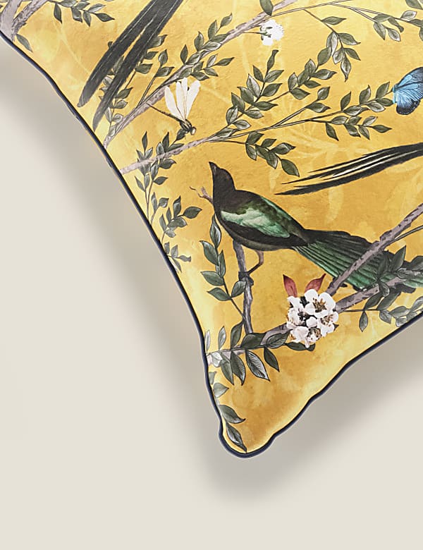 Velvet Spring Bird Cushion