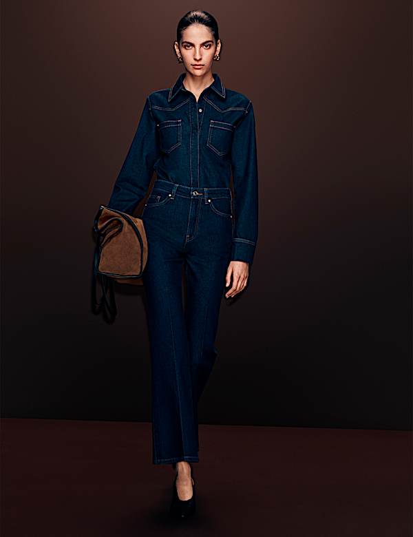 Cotton Rich Denim Fitted Shirt - RS