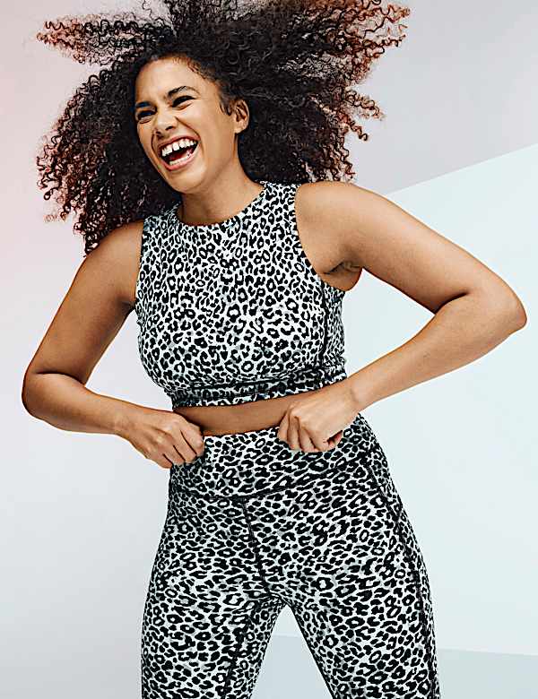 Printed Scoop Neck Cropped Vest Top '