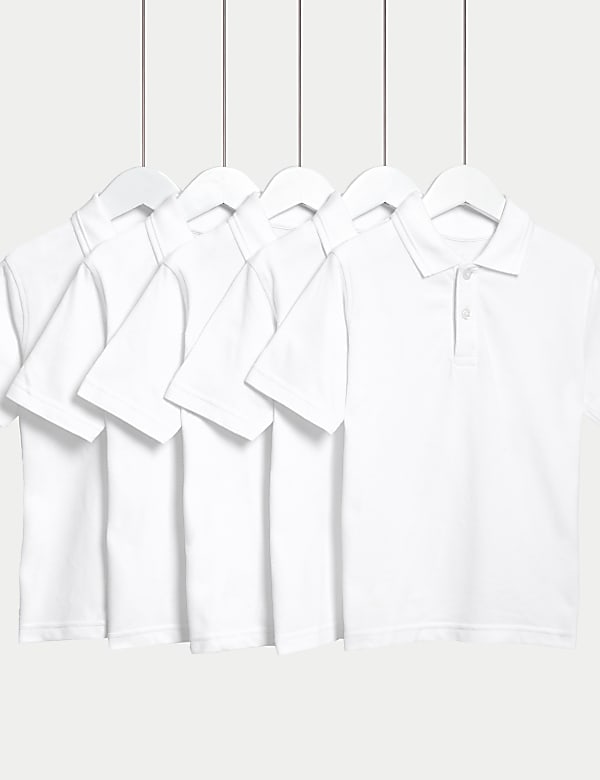 5pk Unisex Pure Cotton School Polo Shirts (2-18 Yrs) - AU