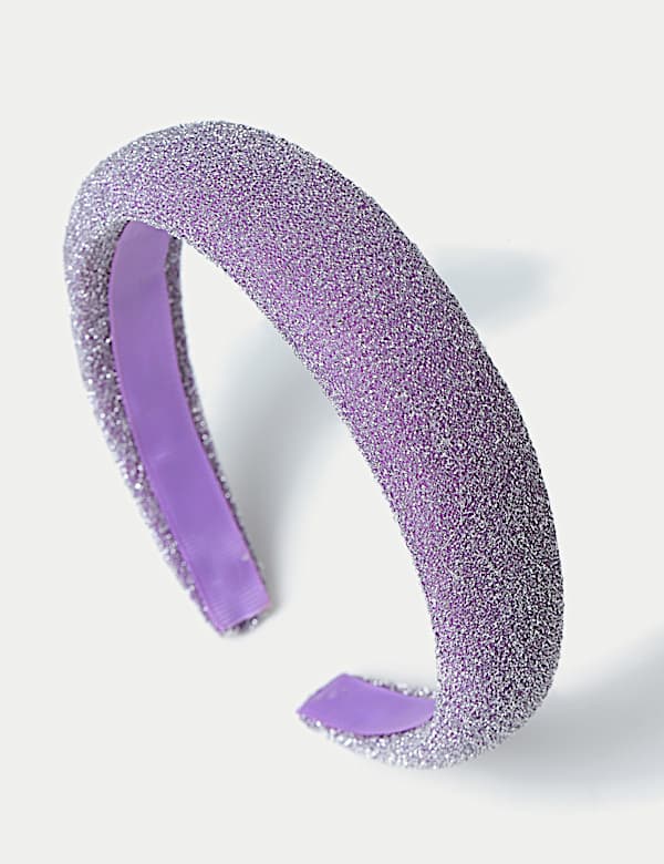 Fioletowa opaska na głowę z brokatem - PL