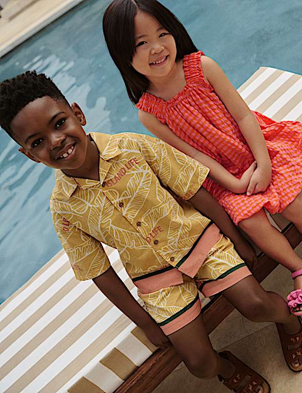 Pure Cotton Tropical Print Shirt (2-8 Yrs)