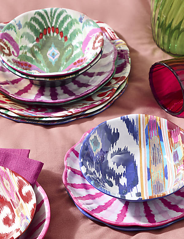 Set of 4 Ikat Brights Picnic Cereal Bowls - ID