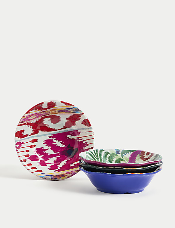 Set of 4 Ikat Brights Picnic Cereal Bowls - TW