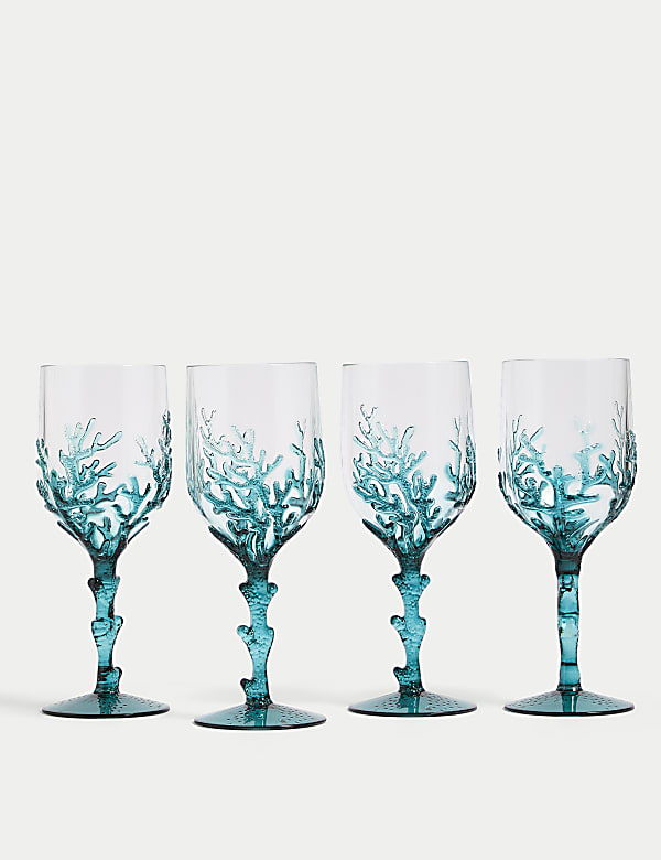 Set of 4 Summer Resort Picnic Wine Glasses - AT