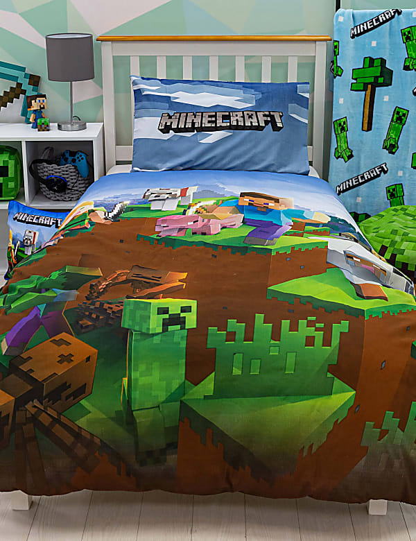 Minecraft Cotton Blend Bedding Set MULTI Bedding Sets M S GR