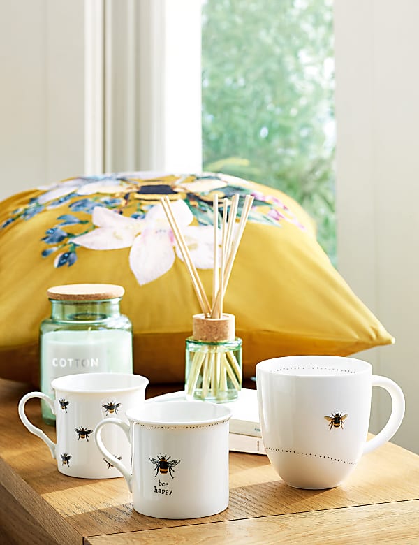 Velvet Bee Embroidered Cushion