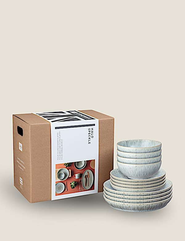 12 Piece Halo Speckle Dinner Set - JE