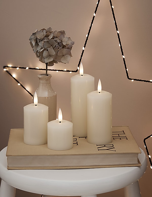 Set of 4 TruGlow&reg; Pillar LED Candles - GR