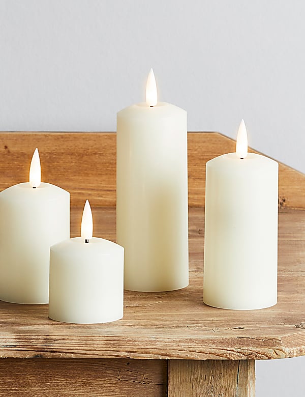 Set of 4 TruGlow&reg; Pillar LED Candles - GR