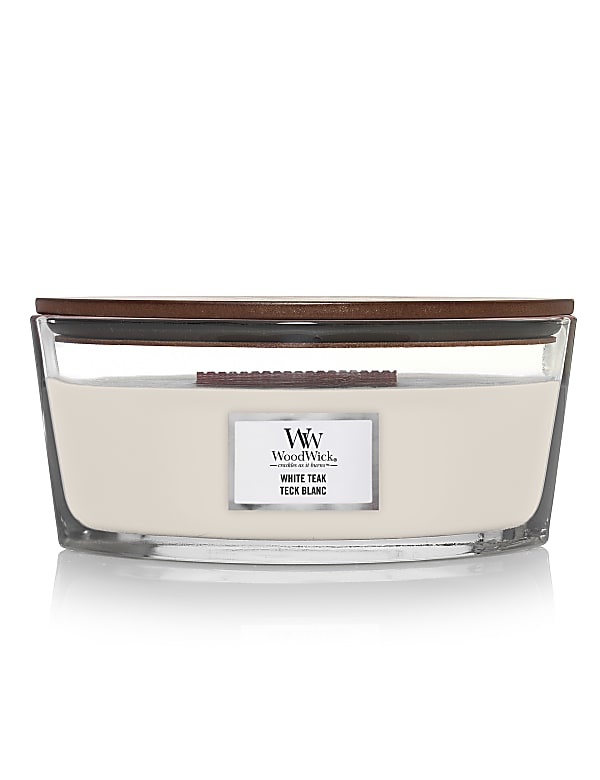 Ellipse White Teak Jar Candle - CY