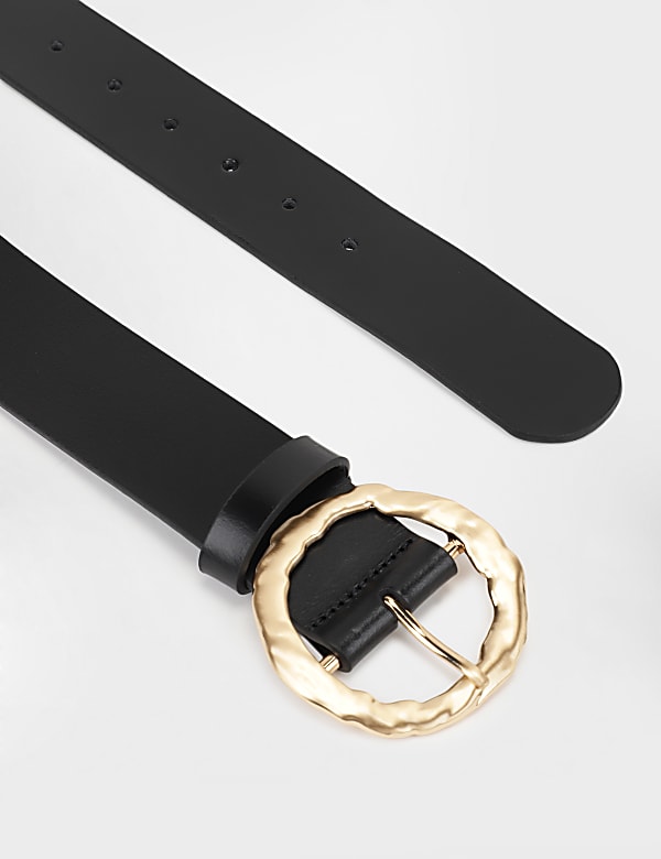 Leather Plain Round Tang Buckle Belt