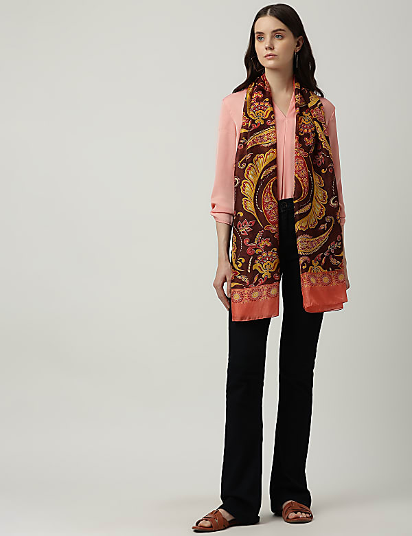 Pure Silk Floral Print Scarf