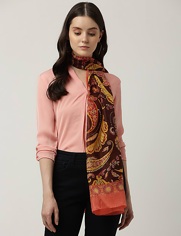 Pure Silk Floral Print Scarf