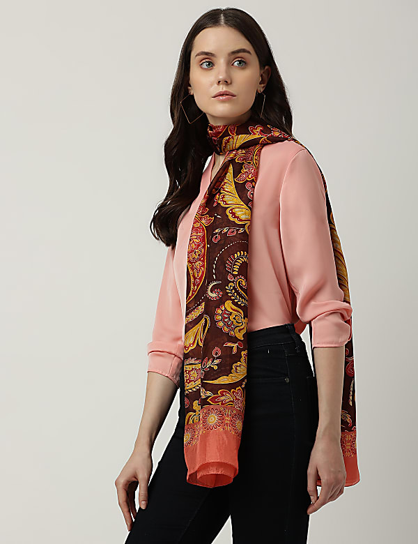Pure Silk Floral Print Scarf