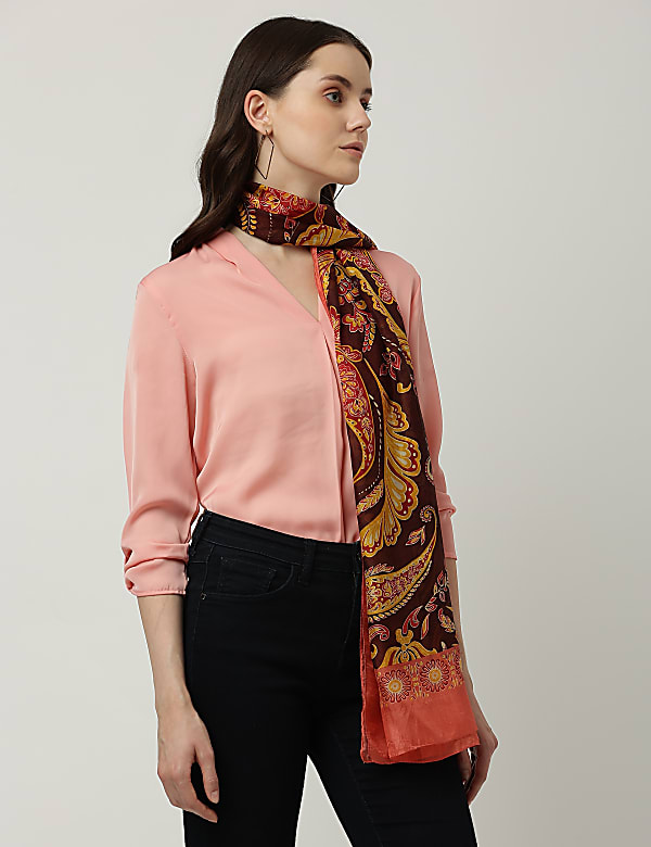 Pure Silk Floral Print Scarf