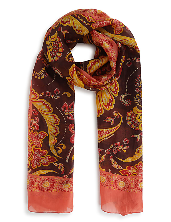 Pure Silk Floral Print Scarf