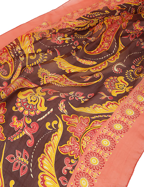 Pure Silk Floral Print Scarf