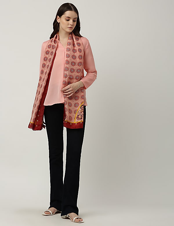 Buy Pure Silk Floral Print Scarf at Marks Spencer
