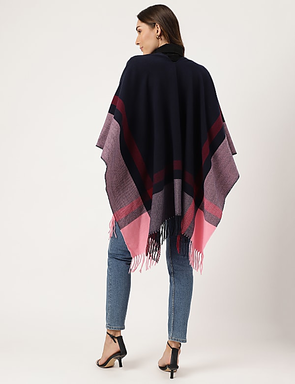 Colourblocked Open Front Poncho