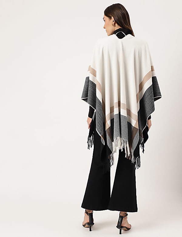 Colourblocked Open Front Poncho