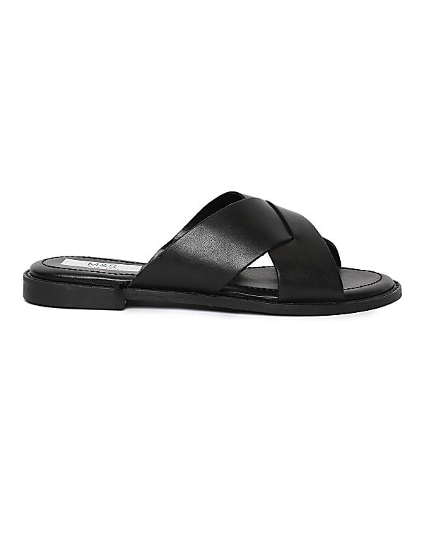 Buy Pure Leather Plain Slippers at Marks Spencer