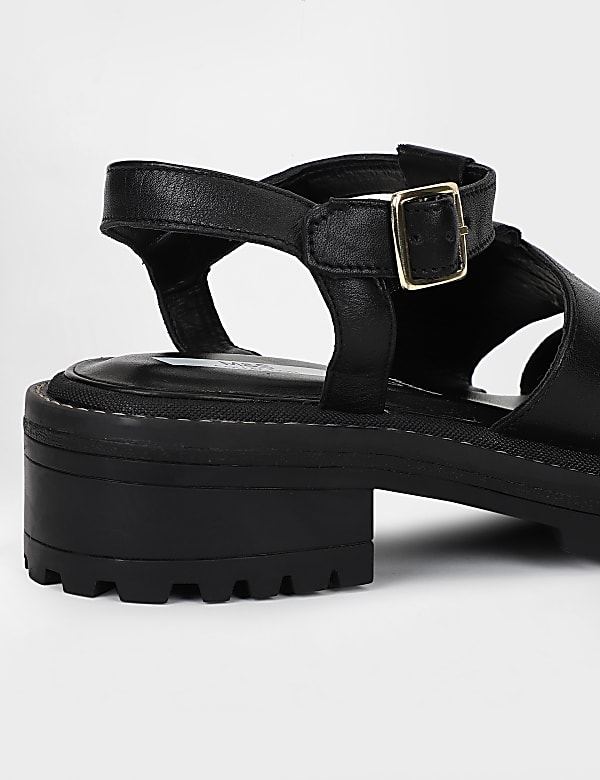 Leather Buckle Closure Sandals