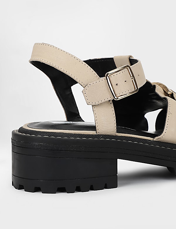Leather Buckle Closure Sandals