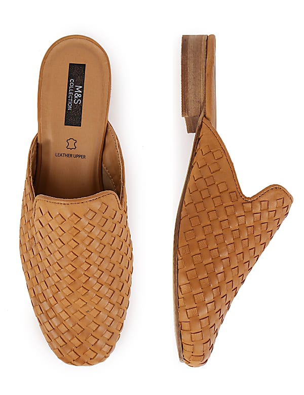 Leather Self Design Standard Fit Mules
