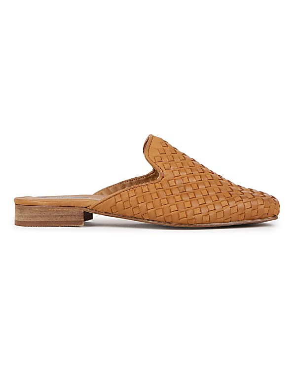 Leather Self Design Standard Fit Mules