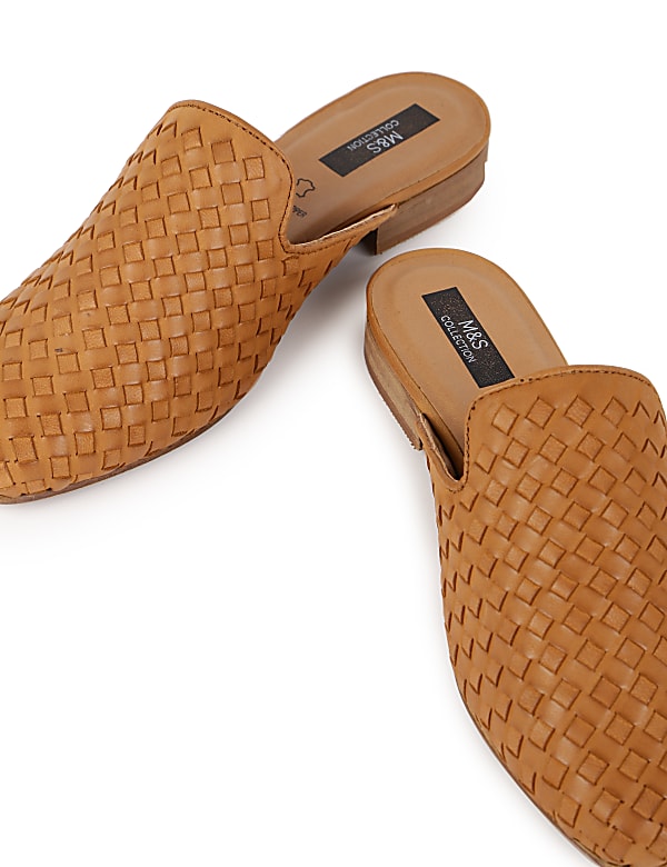Leather Self Design Standard Fit Mules