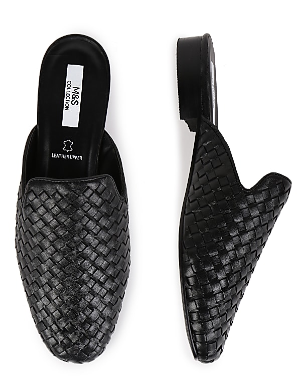 Leather Self Design Standard Fit Mules