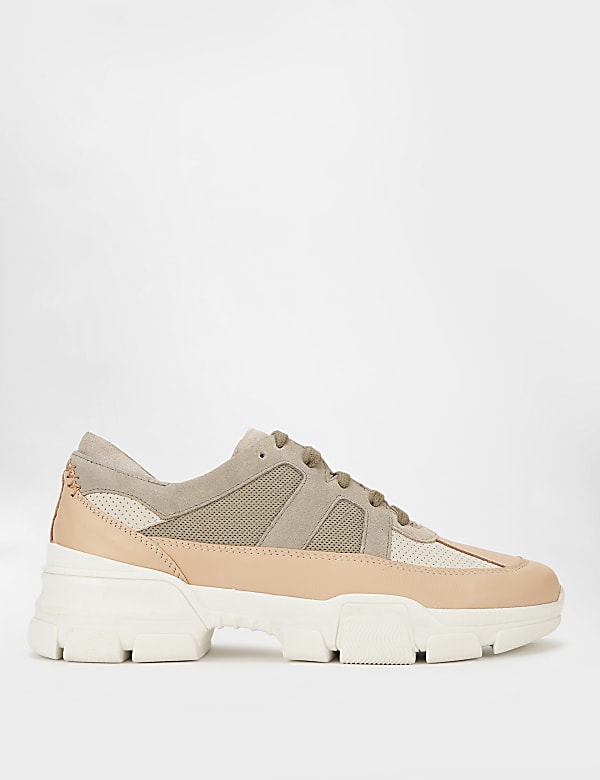 Pure Leather Plain Lace Up Sneakers